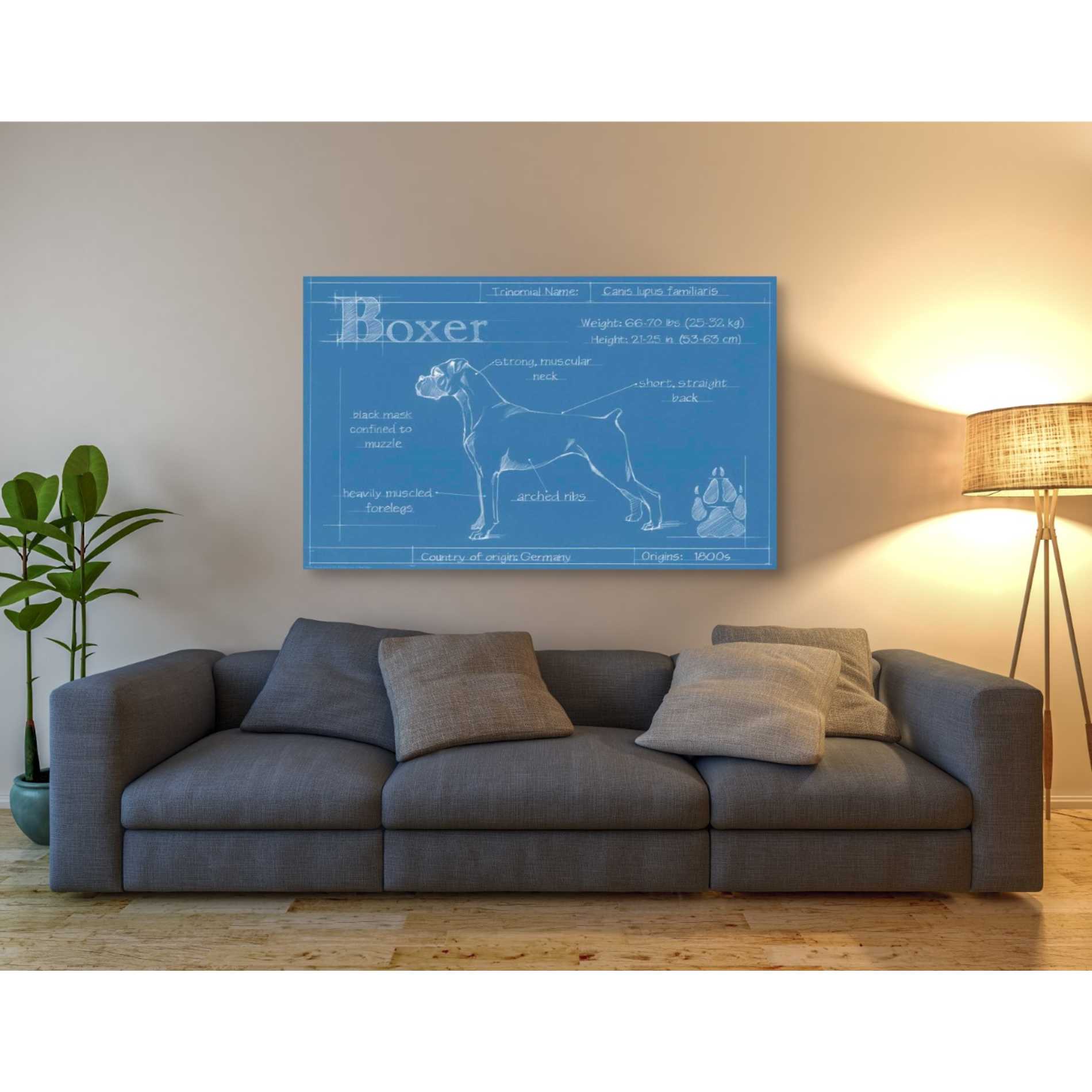 'Blueprint Boxer' by Ethan Harper Canvas Wall Art,54 x 40