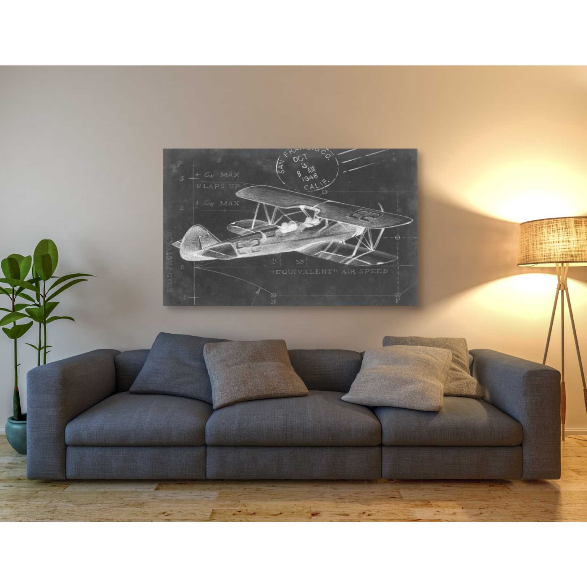 'Flight Schematic I' by Ethan Harper Canvas Wall Art,54 x 40