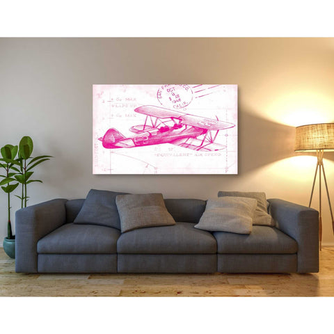 Image of 'Flight Schematic I in Pink' by Ethan Harper Canvas Wall Art,54 x 40