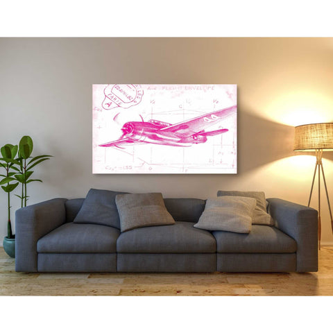 Image of 'Flight Schematic II in Pink' by Ethan Harper Canvas Wall Art,54 x 40
