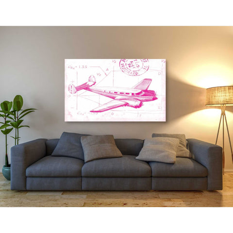 Image of 'Flight Schematic IV in Pink' by Ethan Harper Canvas Wall Art,54 x 40