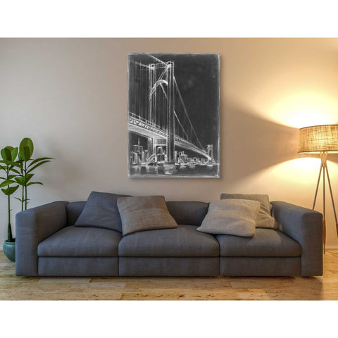 Image of 'Suspension Bridge Blueprint II' by Ethan Harper Canvas Wall Art,40 x 54