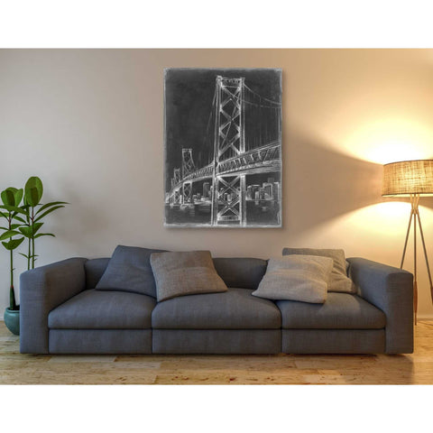 Image of 'Suspension Bridge Blueprint I' by Ethan Harper Canvas Wall Art,40 x 54