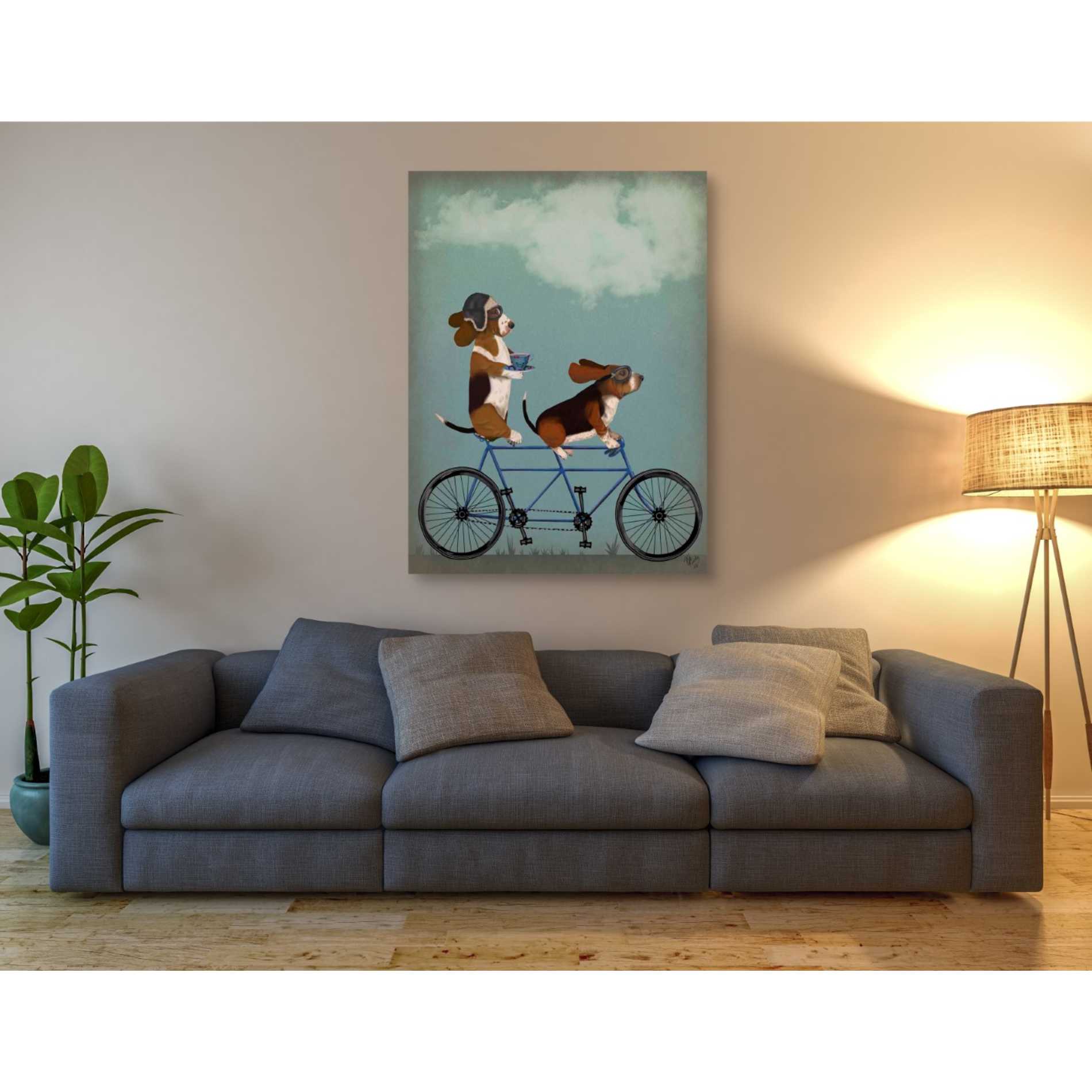 'Basset Hound Tandem' by Fab Funky Giclee Canvas Wall Art
