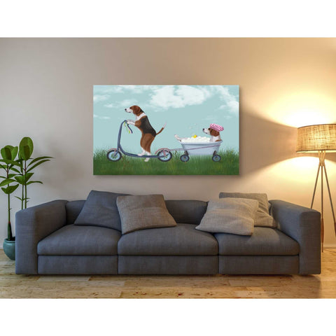Image of 'Beagle Scooter' by Fab Funky Giclee Canvas Wall Art
