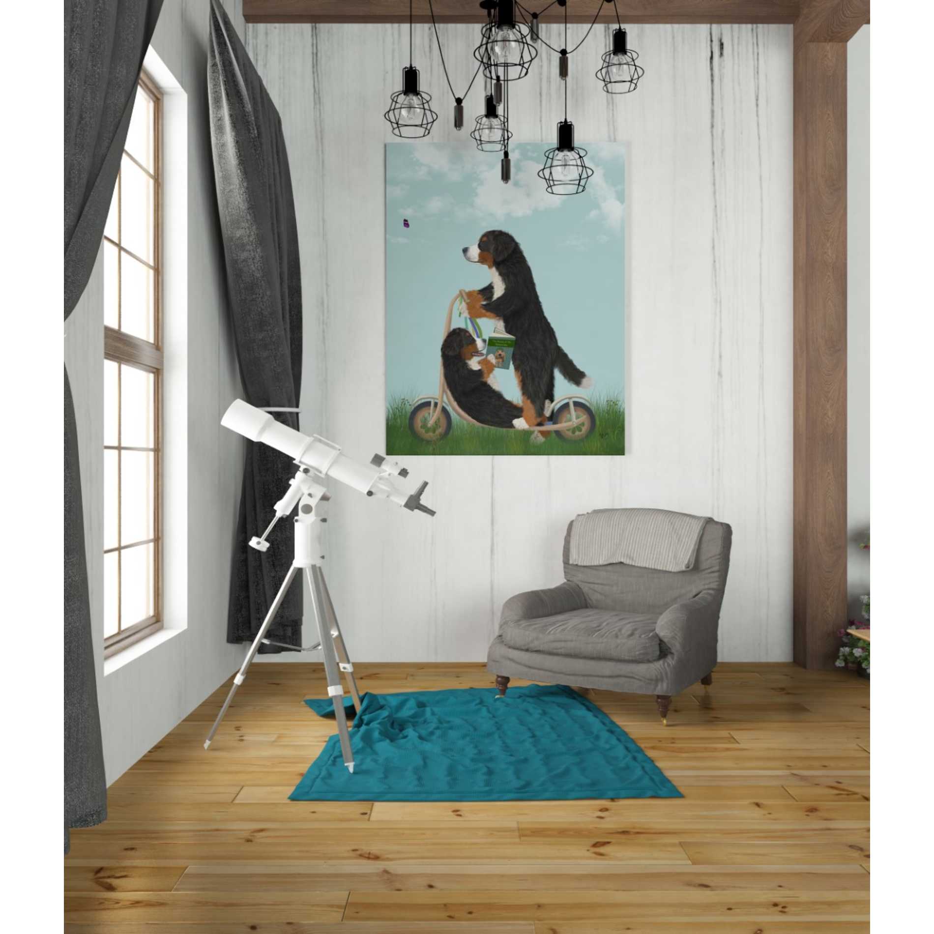 'Bernese Scooter' by Fab Funky Giclee Canvas Wall Art