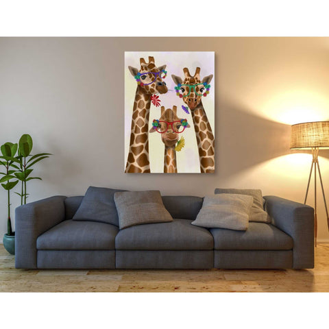 Image of 'Giraffe and Flower Glasses, Trio' by Fab Funky Canvas Wall Art,40 x 54