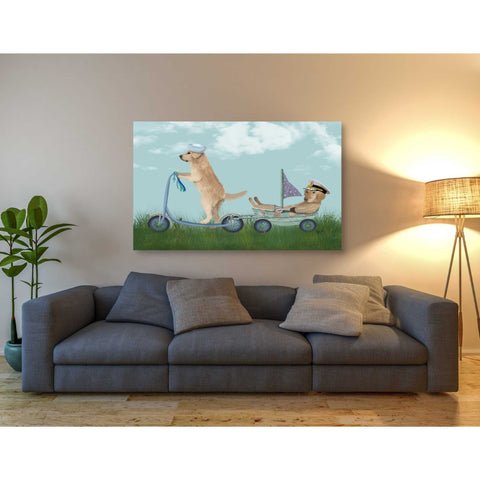 Image of 'Golden Retriever Scooter' by Fab Funky Giclee Canvas Wall Art