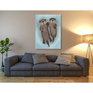 'Otters Holding Hands' by Fab Funky Giclee Canvas Wall Art