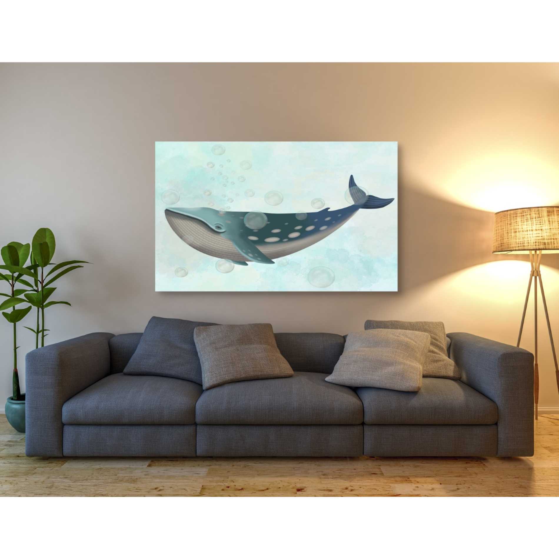 'Whale Bubbles 1' by Fab Funky Giclee Canvas Wall Art
