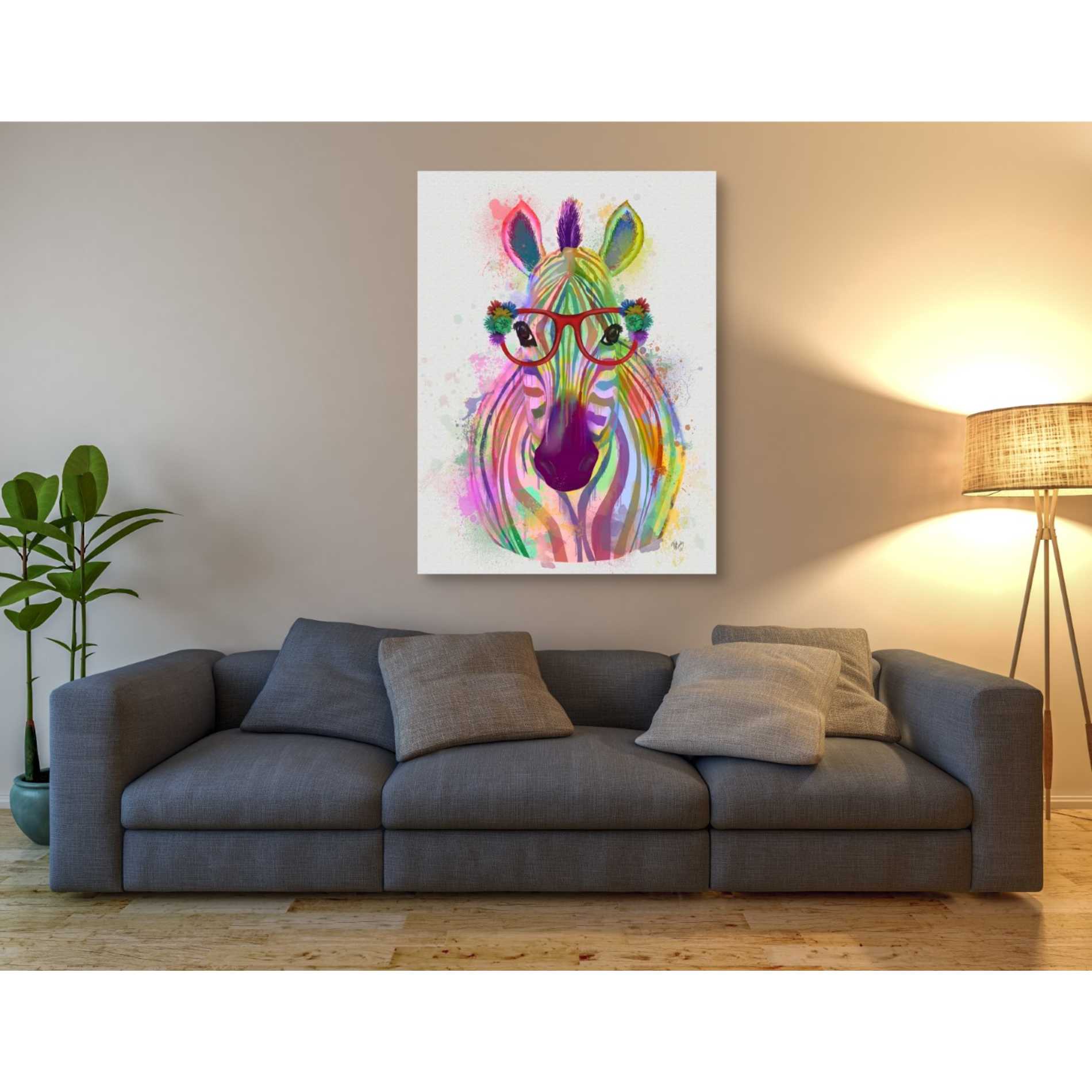 'Zebra Rainbow Splash 1' by Fab Funky Giclee Canvas Wall Art