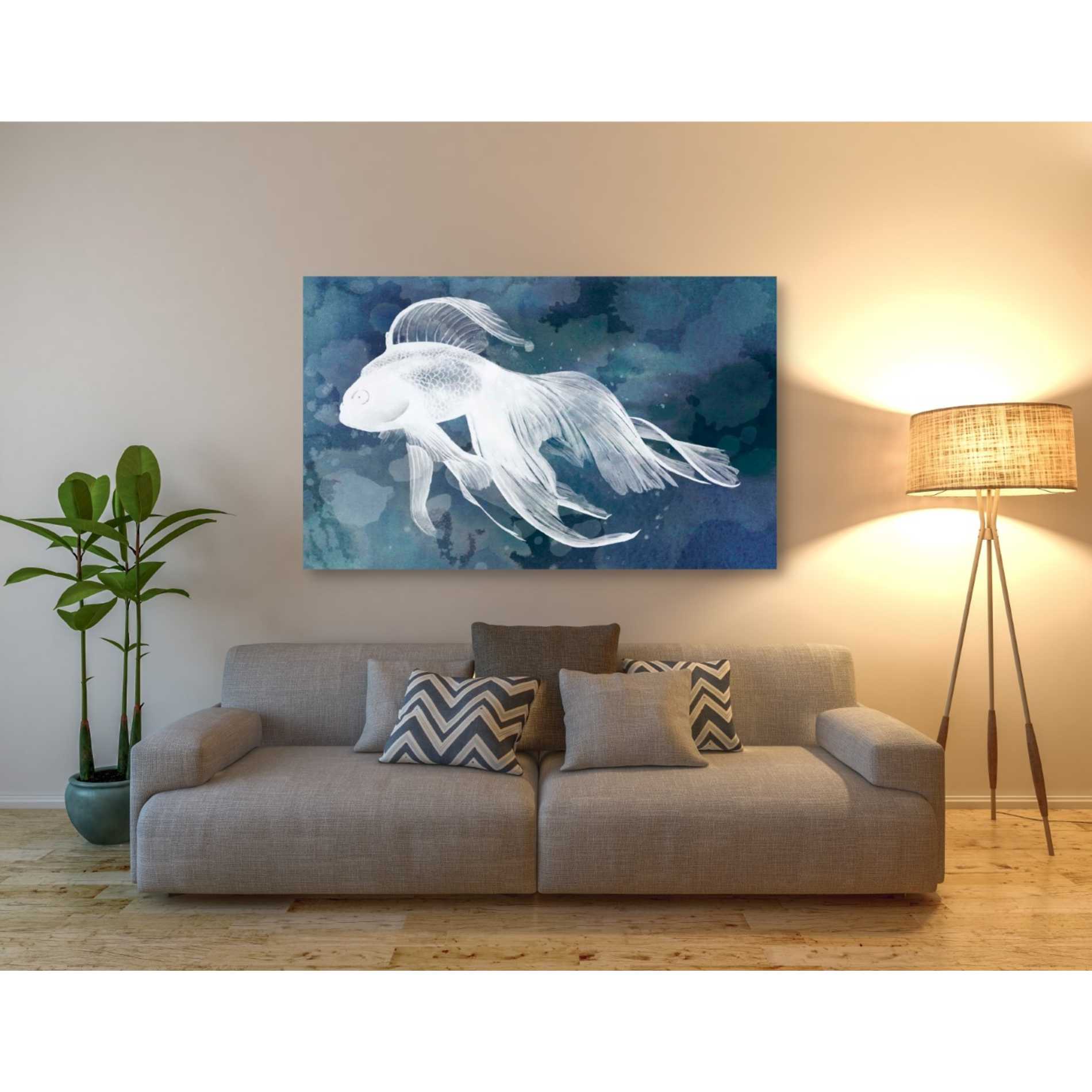 'Indigo Fish I' by Grace Popp Canvas Wall Art,54 x 40