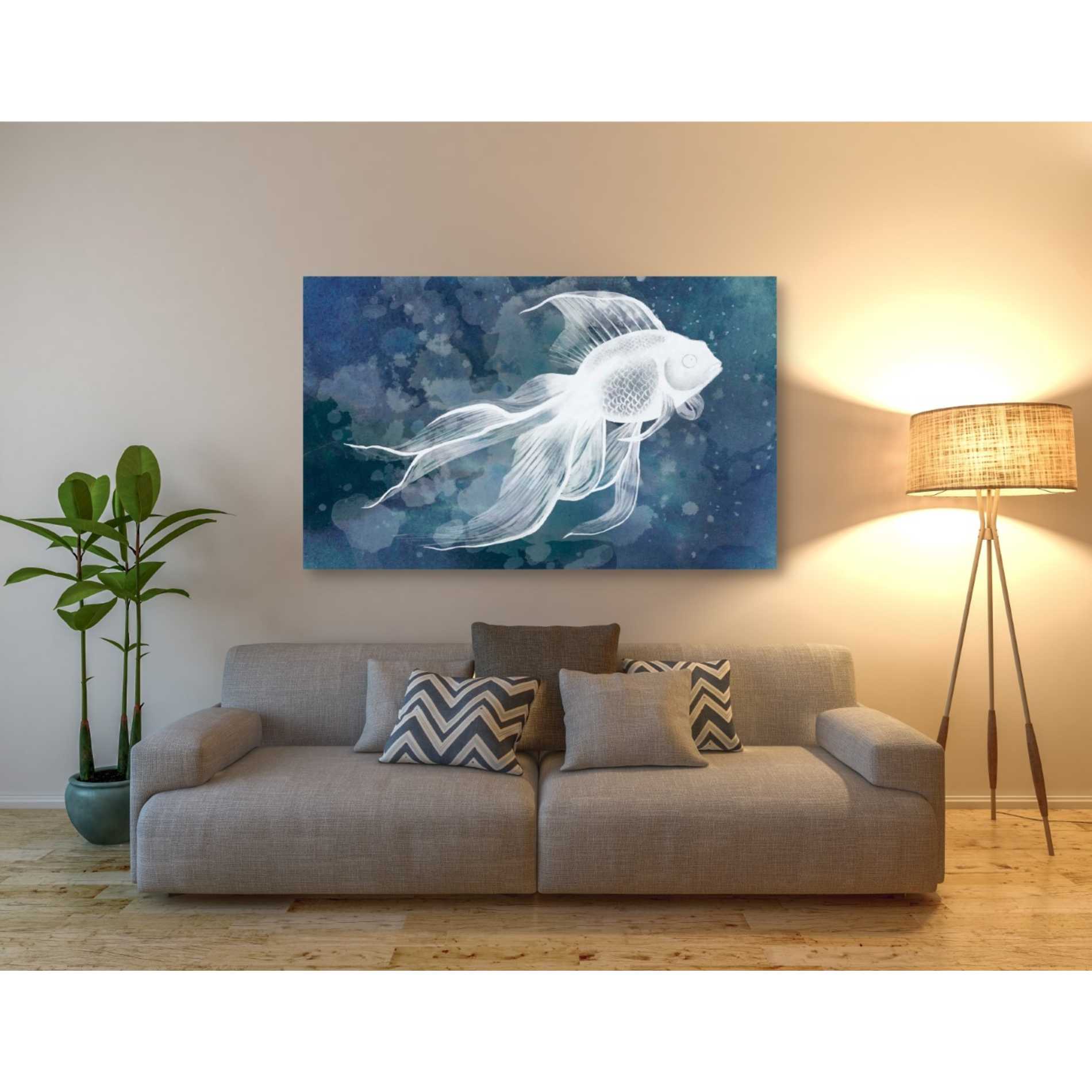 'Indigo Fish II' by Grace Popp Canvas Wall Art,54 x 40