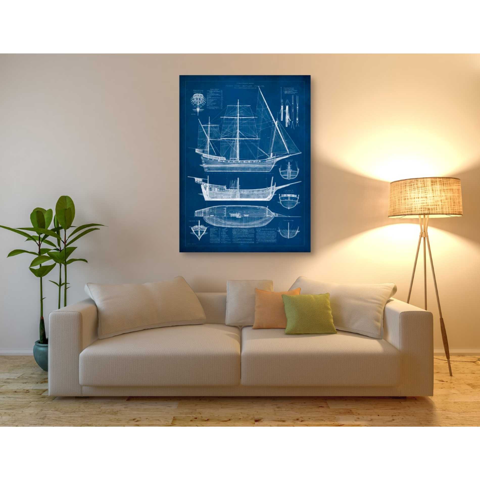 'Antique Ship Blueprint I' by Vision Studio Giclee Canvas Wall Art