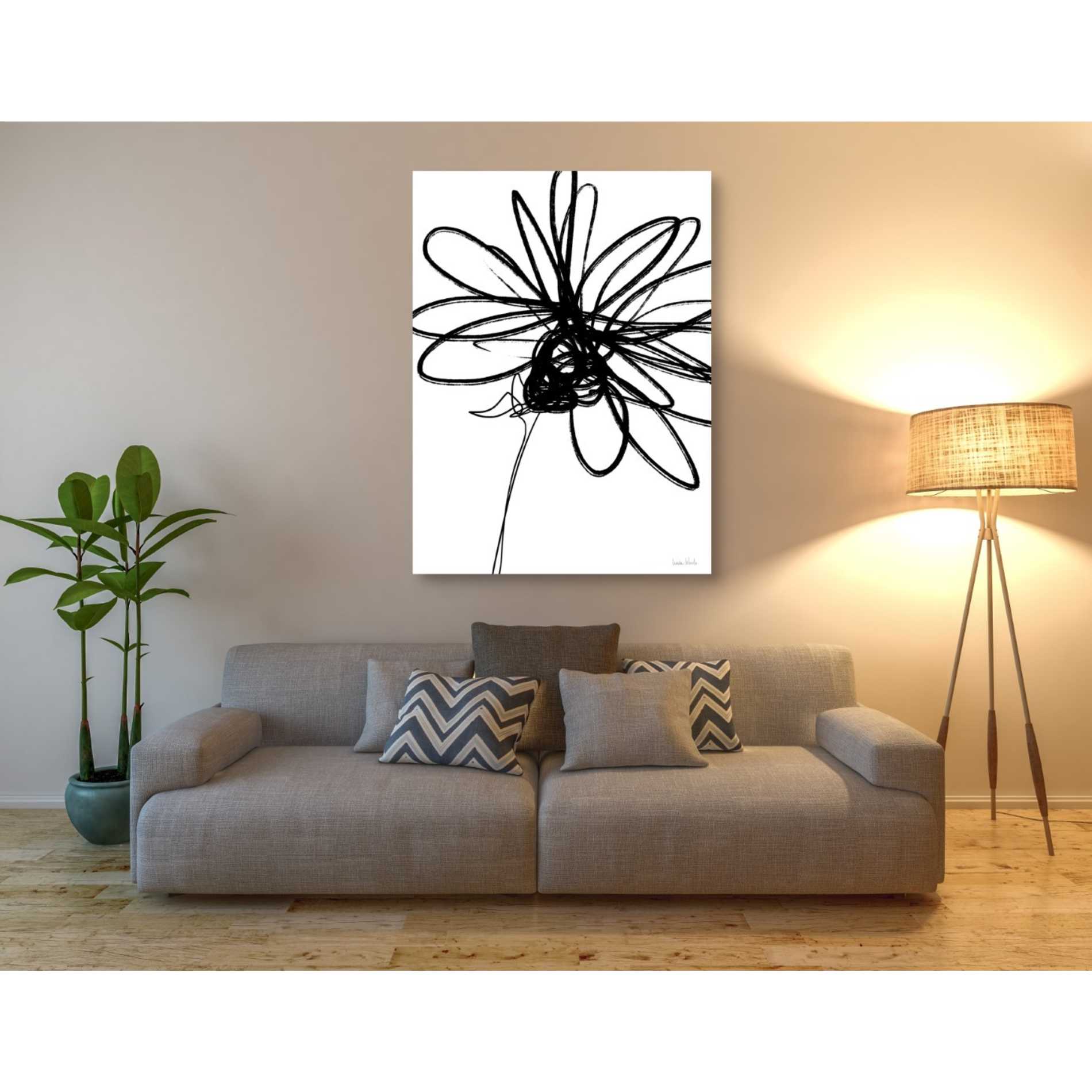 'Black Ink Flower III' by Linda Woods, Canvas Wall Art,40 x 54