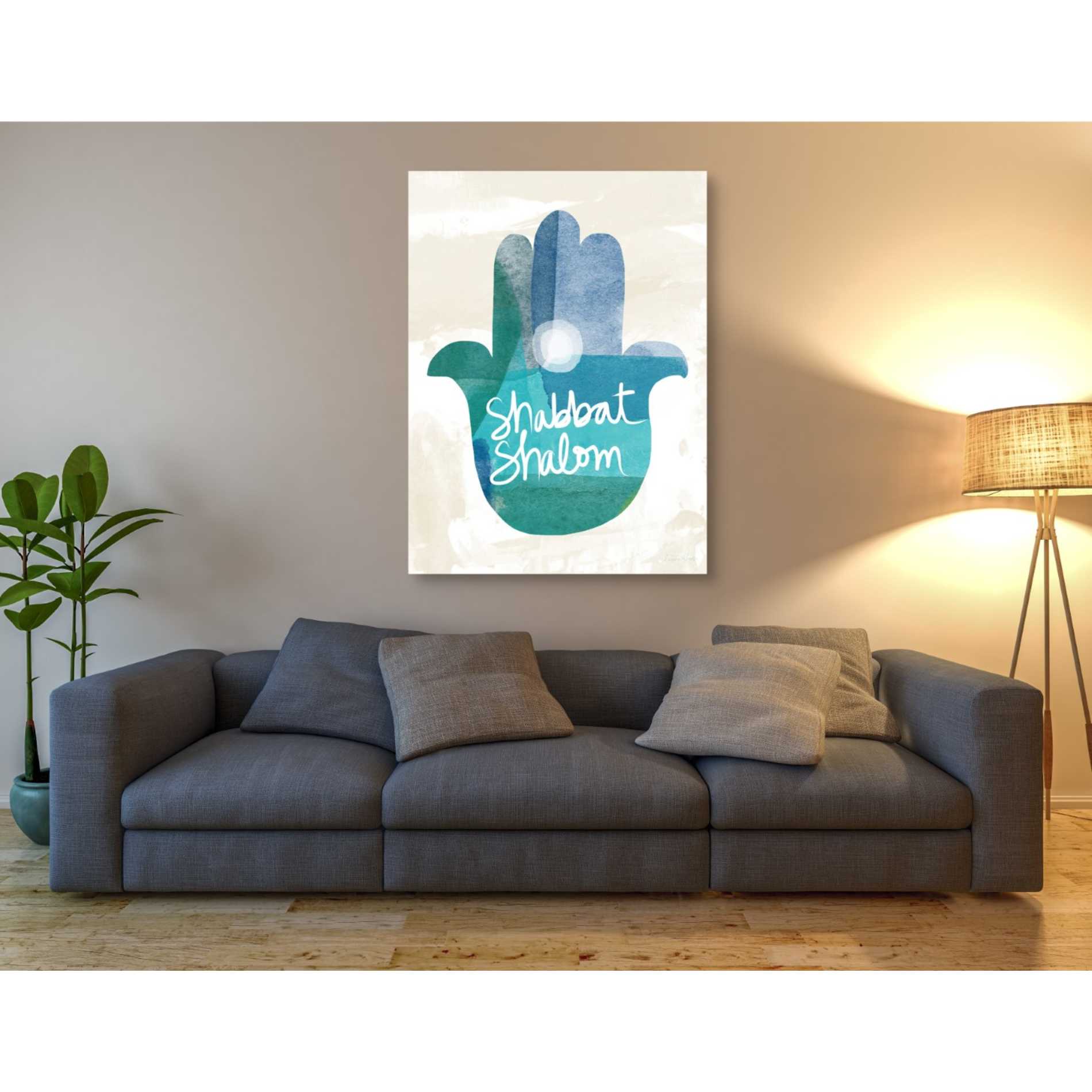 'Shabbat Shalom Hamsa' by Linda Woods, Canvas Wall Art,40 x 54