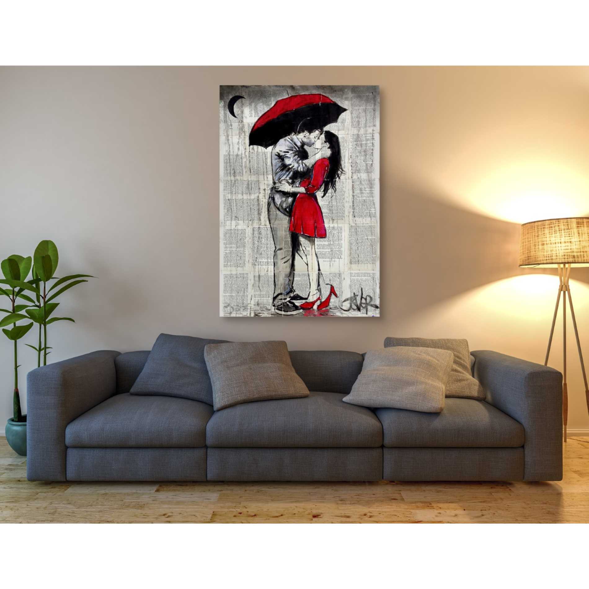 'Red Rainy Love' by Loui Jover, Canvas Wall Art,40 x 60