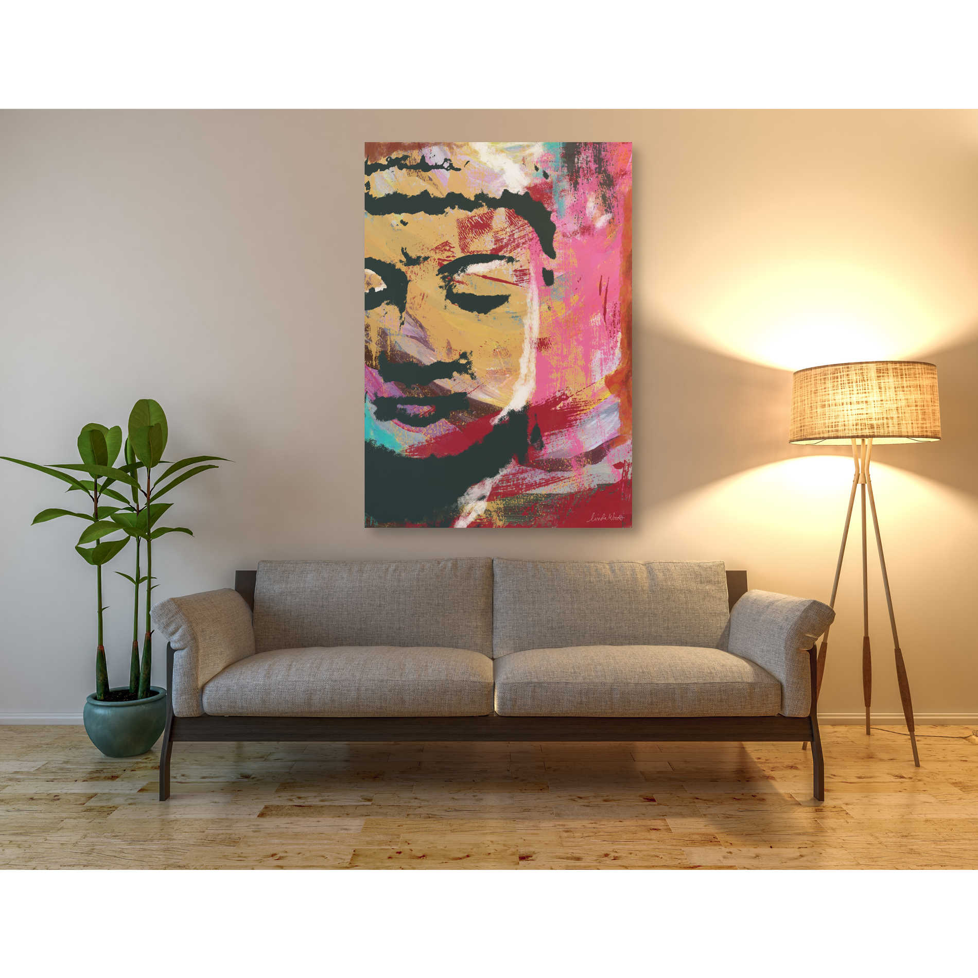 'Painted Buddha III' by Linda Woods, Canvas Wall Art,40 x 60