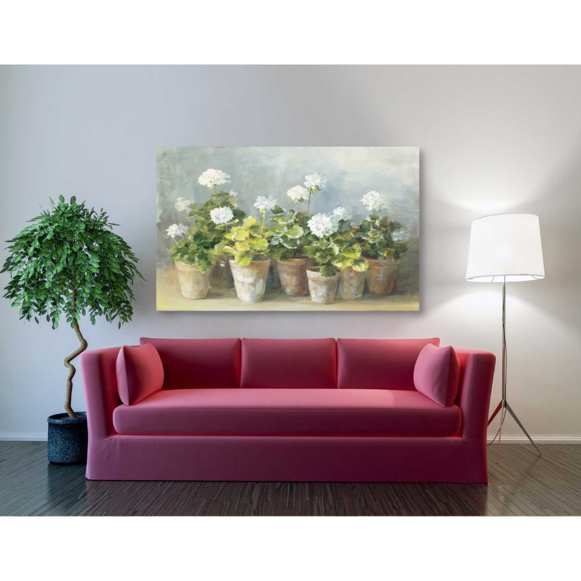 'White Geraniums Crop' by Danhui Nai, Canvas Wall Art,40 x 60
