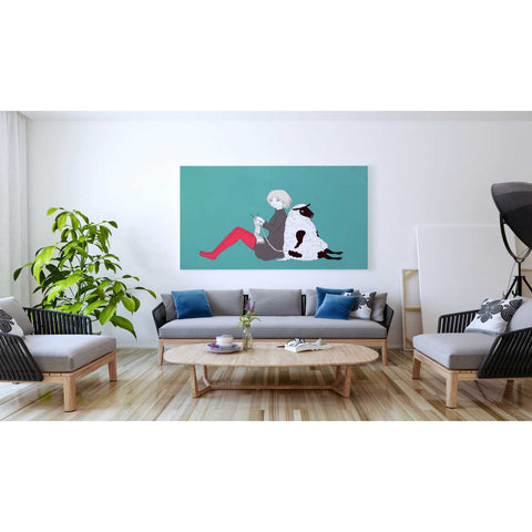 Image of 'Sheep and Girl' by Sai Tamiya, Canvas Wall Art,60 x 40