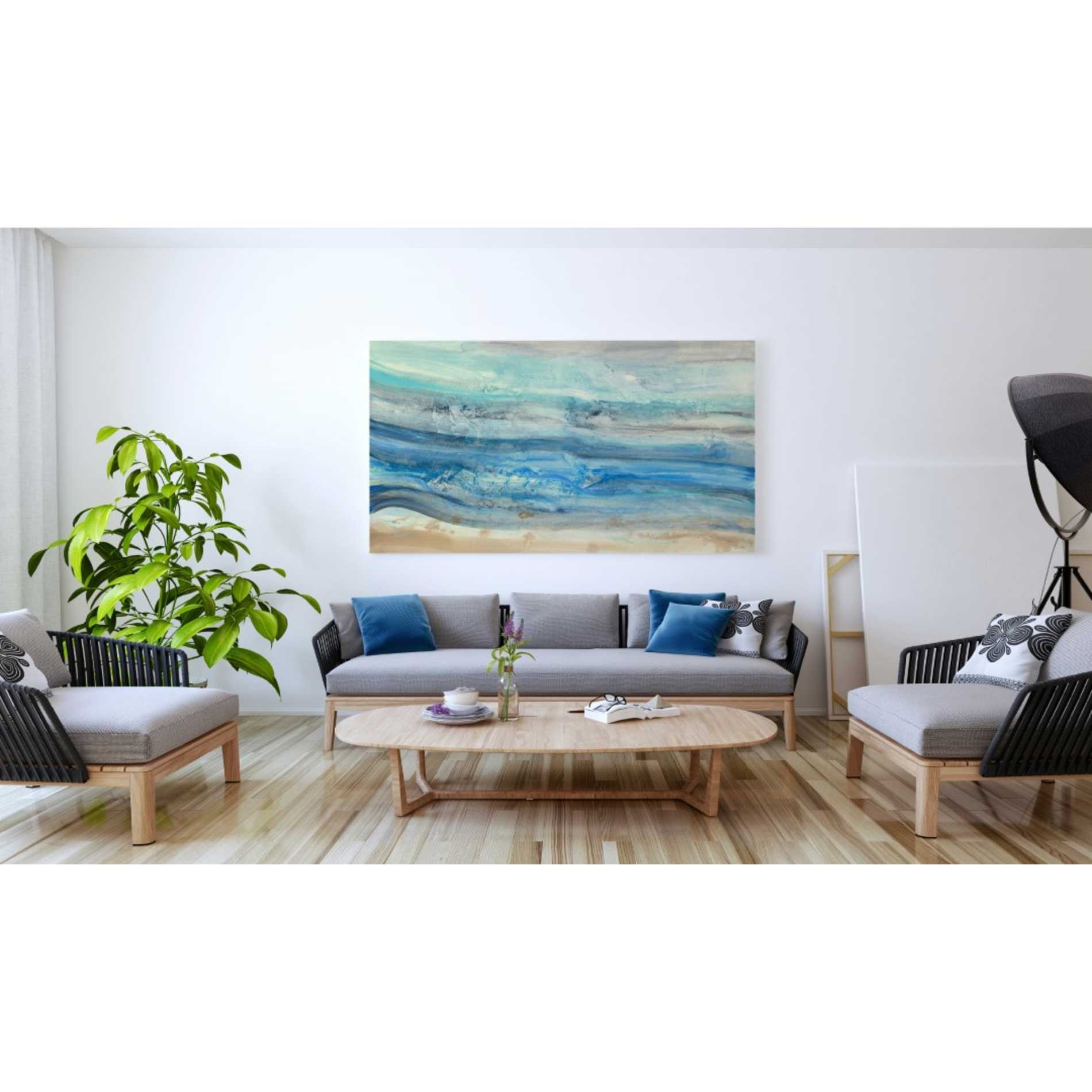 'Ocean Waves' by Albena Hristova, Canvas Wall Art,60 x 40