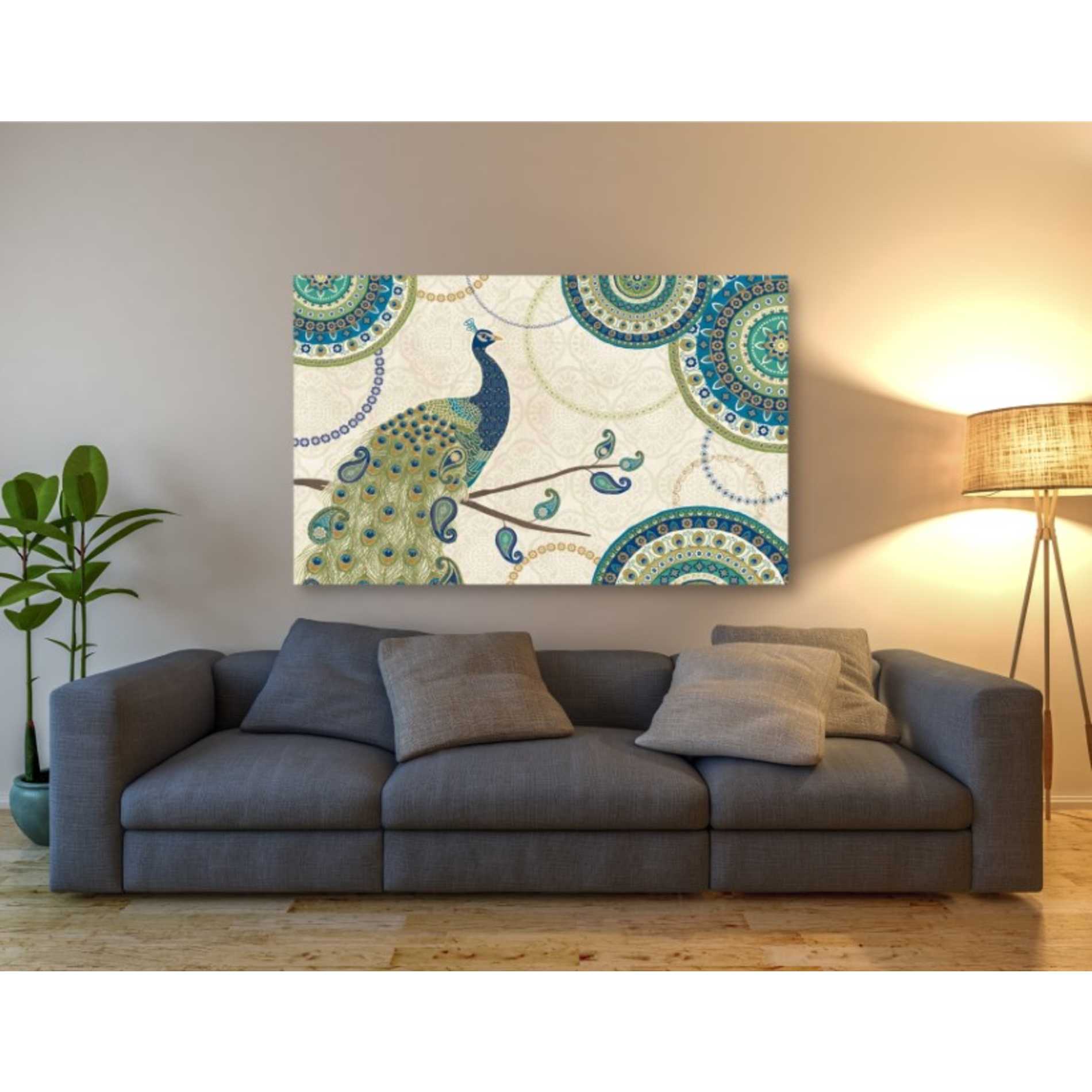 'Peacock Paradise I' by Veronique Charron, Canvas Wall Art,60 x 40