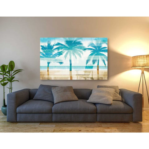 Image of 'Beachscape Palms with chair' by Michael Mullan, Canvas Wall Art,60 x 40