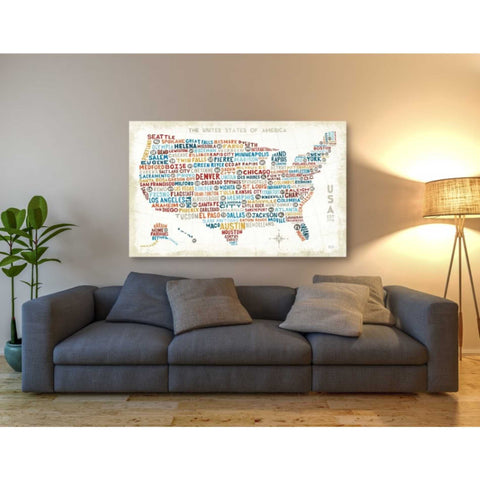 Image of 'US City Map' by Michael Mullan, Canvas Wall Art,60 x 40
