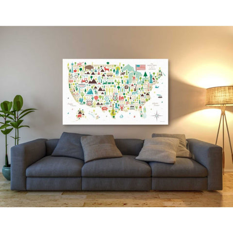 Image of 'Illustrated USA' by Michael Mullan, Canvas Wall Art,60 x 40