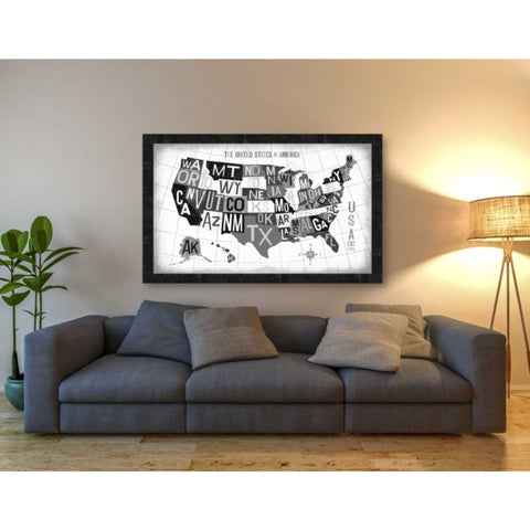 Image of 'Letterpress USA Map Dark' by Michael Mullan, Canvas Wall Art,60 x 40