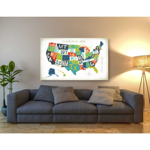 Image of 'Letterpress USA Map' by Michael Mullan, Canvas Wall Art,60 x 40