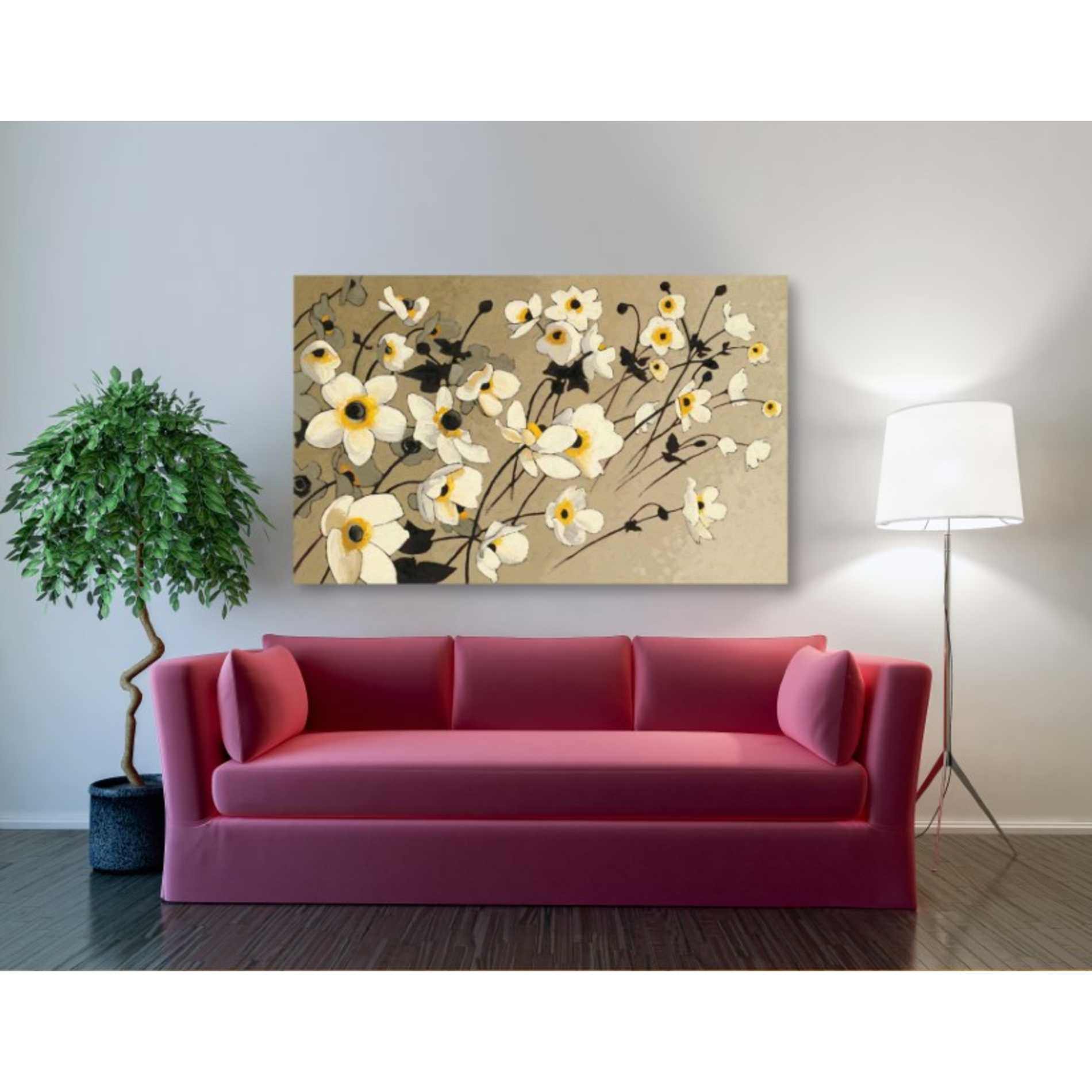 'Anemones Japonaises Blancs' by Shirley Novak, Canvas Wall Art,60 x 40