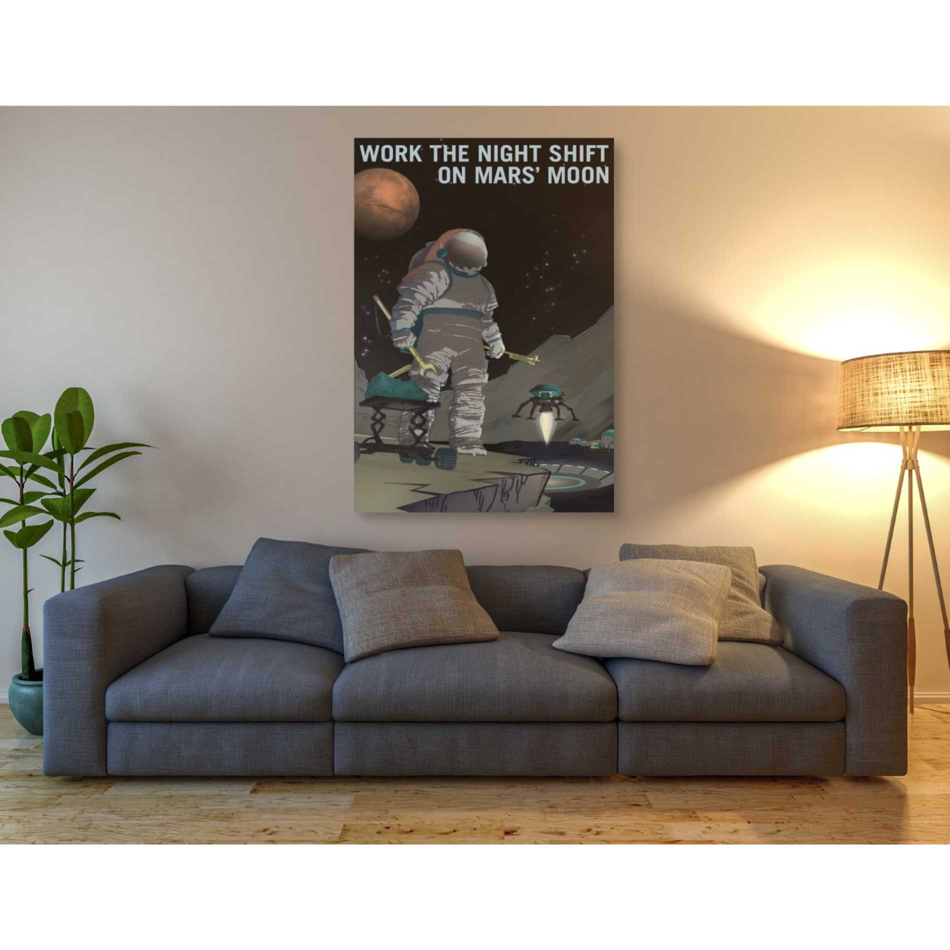 'Mars Explorer Series: Work The Night Shift" Space Canvas Wall Art,40 x 60