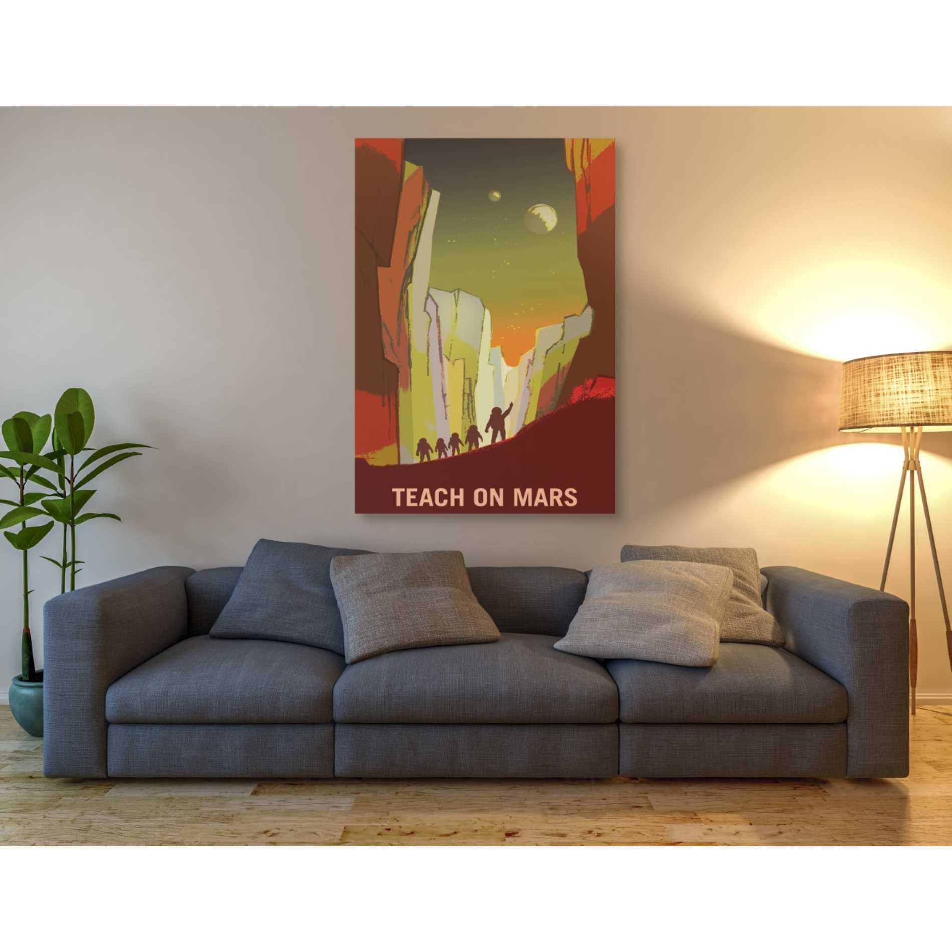 'Mars Explorer Series: Teach on Mars" Space Canvas Wall Art,40 x 60