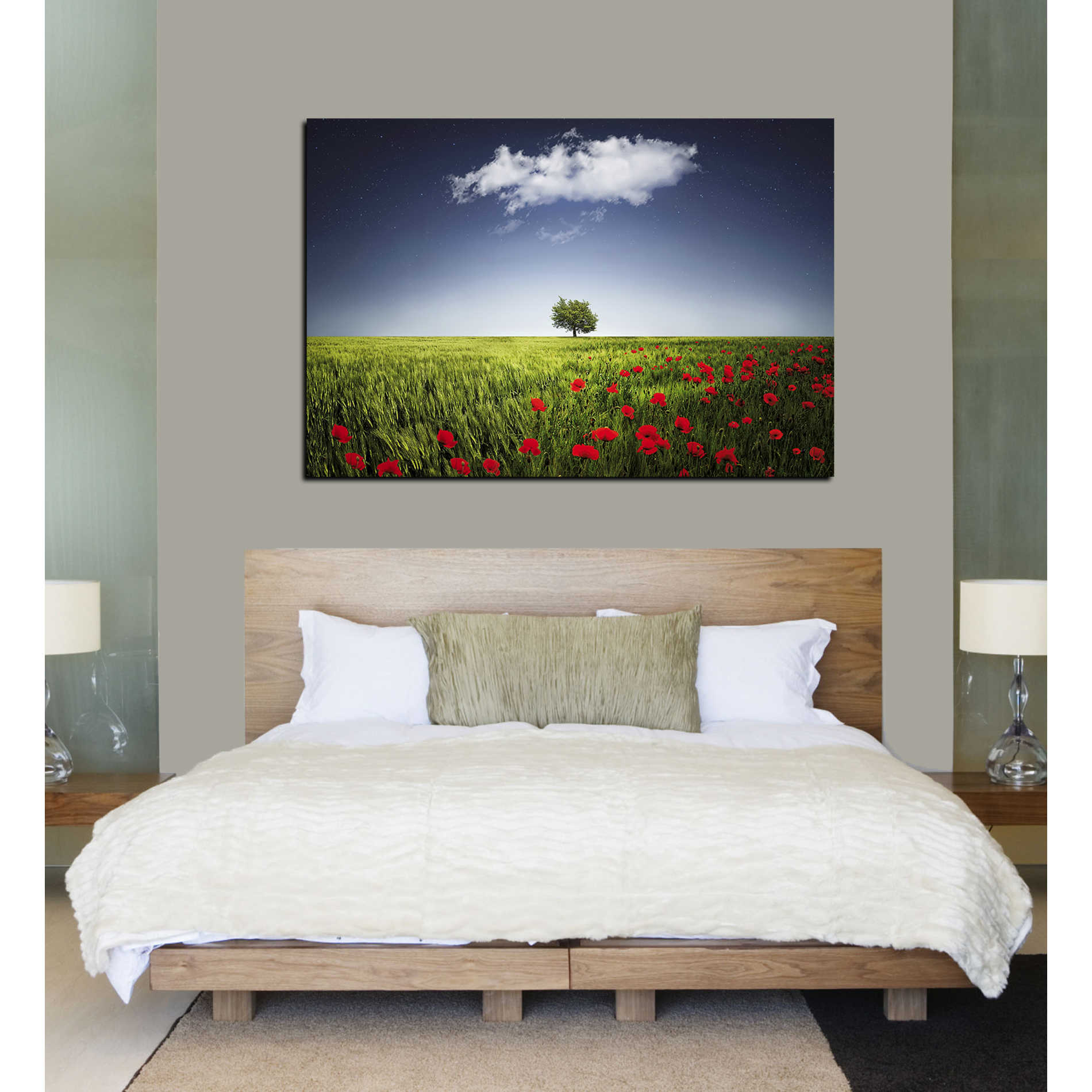 'Lone Tree in a Poppy Field' Canvas Wall Art,40 x 60