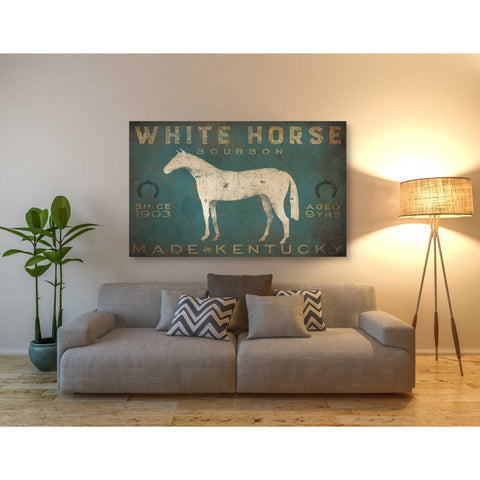 Image of 'White Horse with Words Blue' by Ryan Fowler, Canvas Wall Art,40 x 60