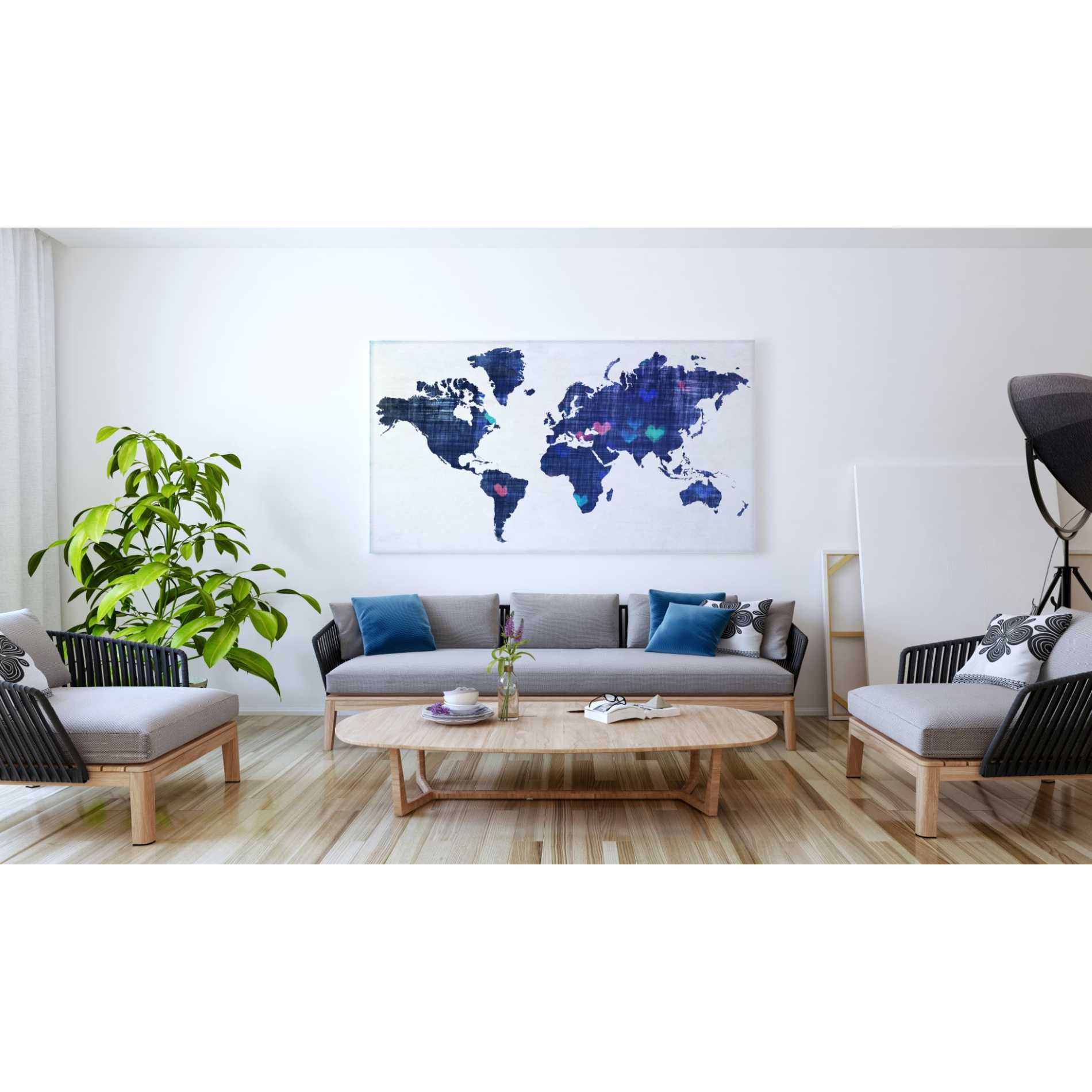 'Hearts World Map 3' by Irena Orlov, Canvas Wall Art,60 x 40