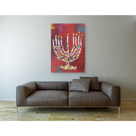 Image of 'Colorful Menorah' by Linda Woods, Canvas Wall Art,40 x 60