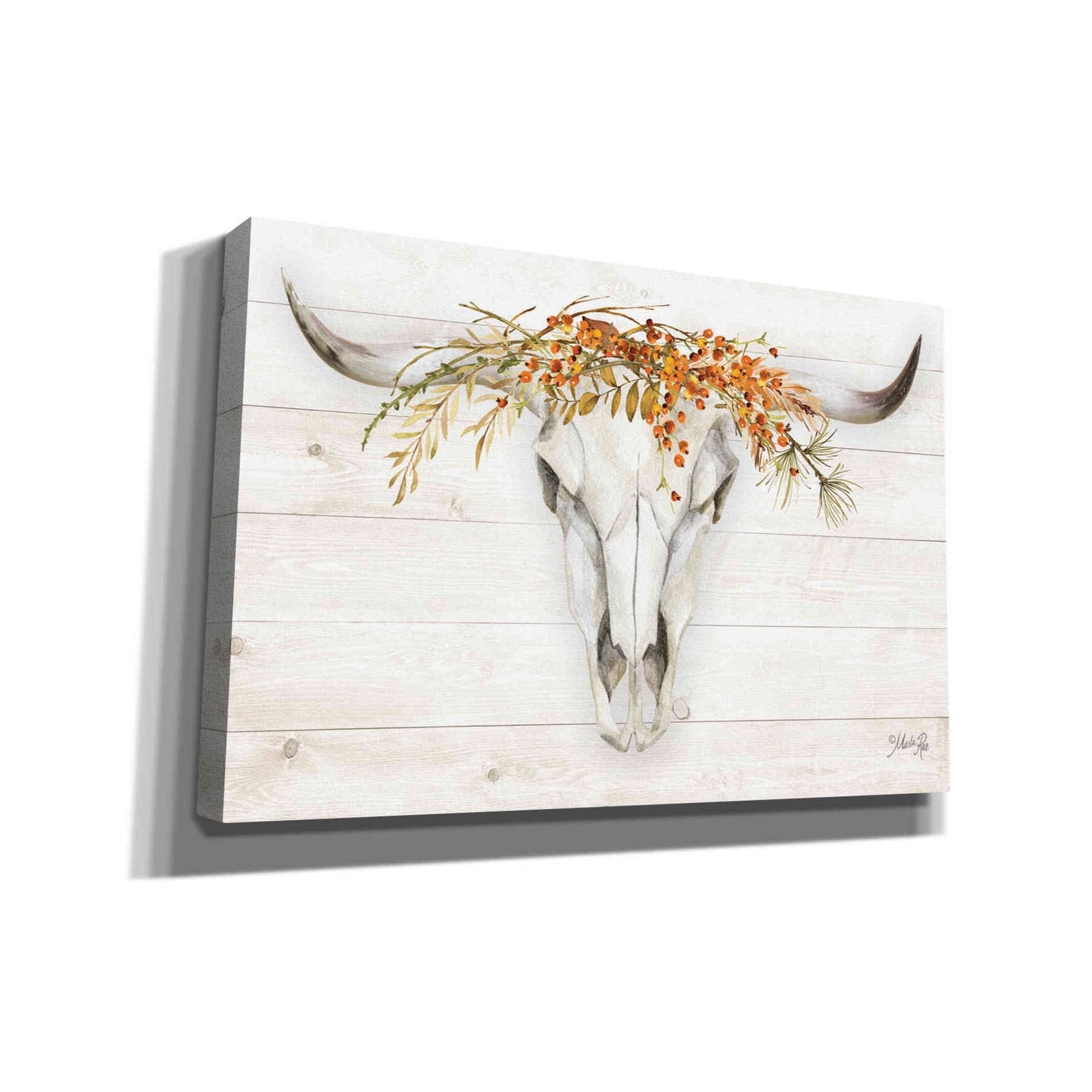 'Fall Steer Skull' by Marla Rae, Canvas Wall Art