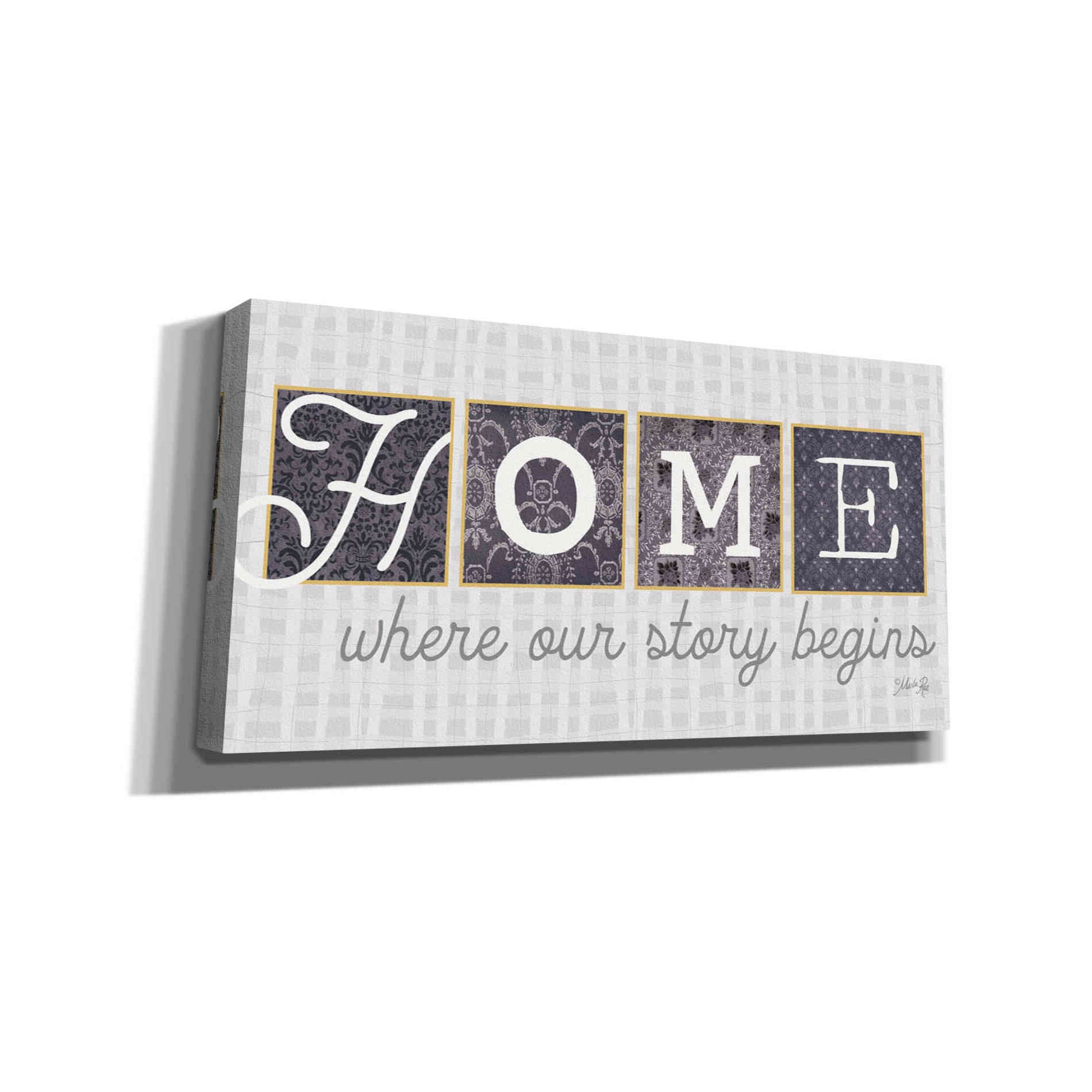 'Home Where Our Story Begins in Gray' by Marla Rae, Canvas Wall Art