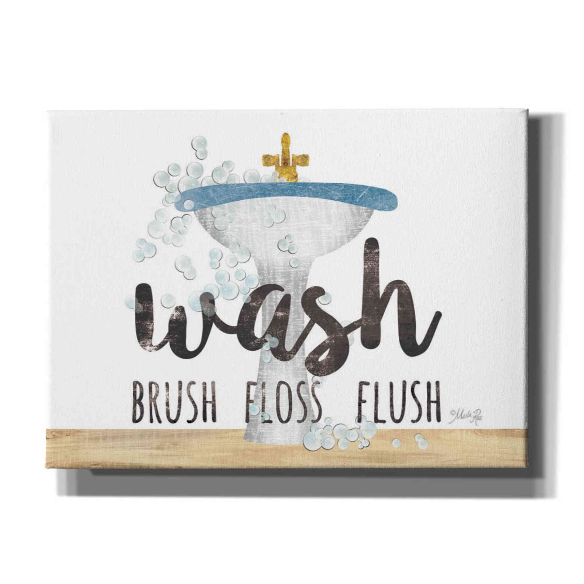 'Wash - Brush - Floss - Flush' by Marla Rae, Canvas Wall Art