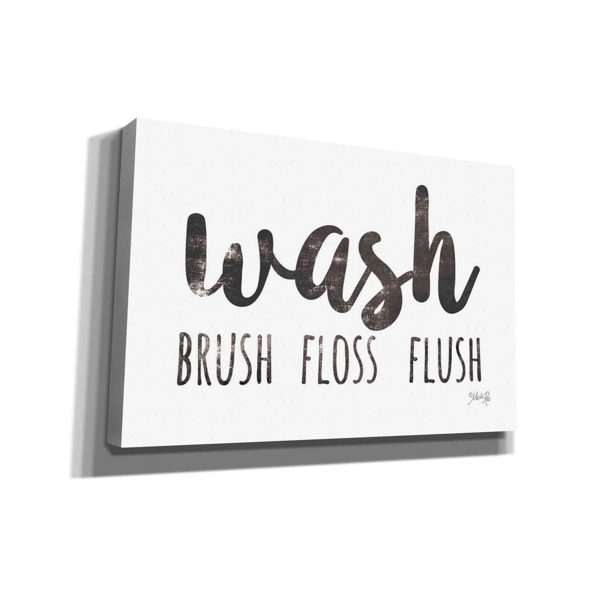 'Wash - Brush - Floss - Flush Sign' by Marla Rae, Canvas Wall Art