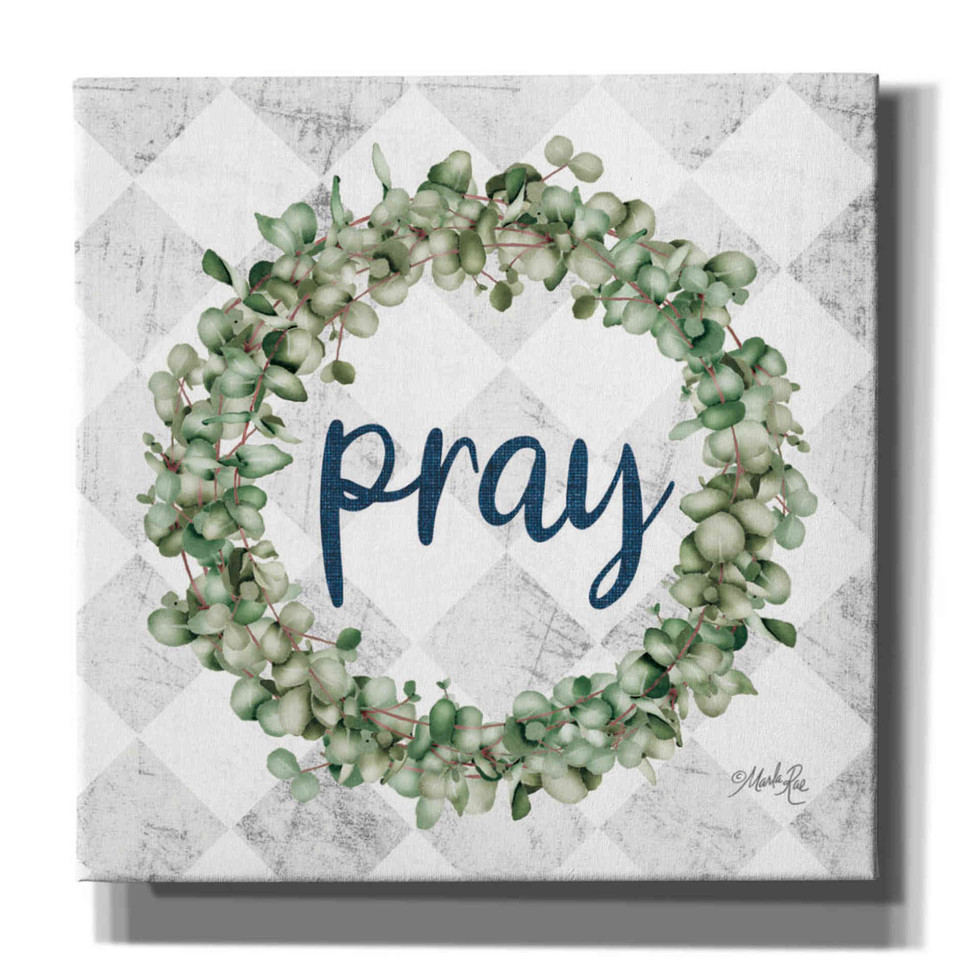 'Pray Eucalyptus Wreath' by Marla Rae, Canvas Wall Art