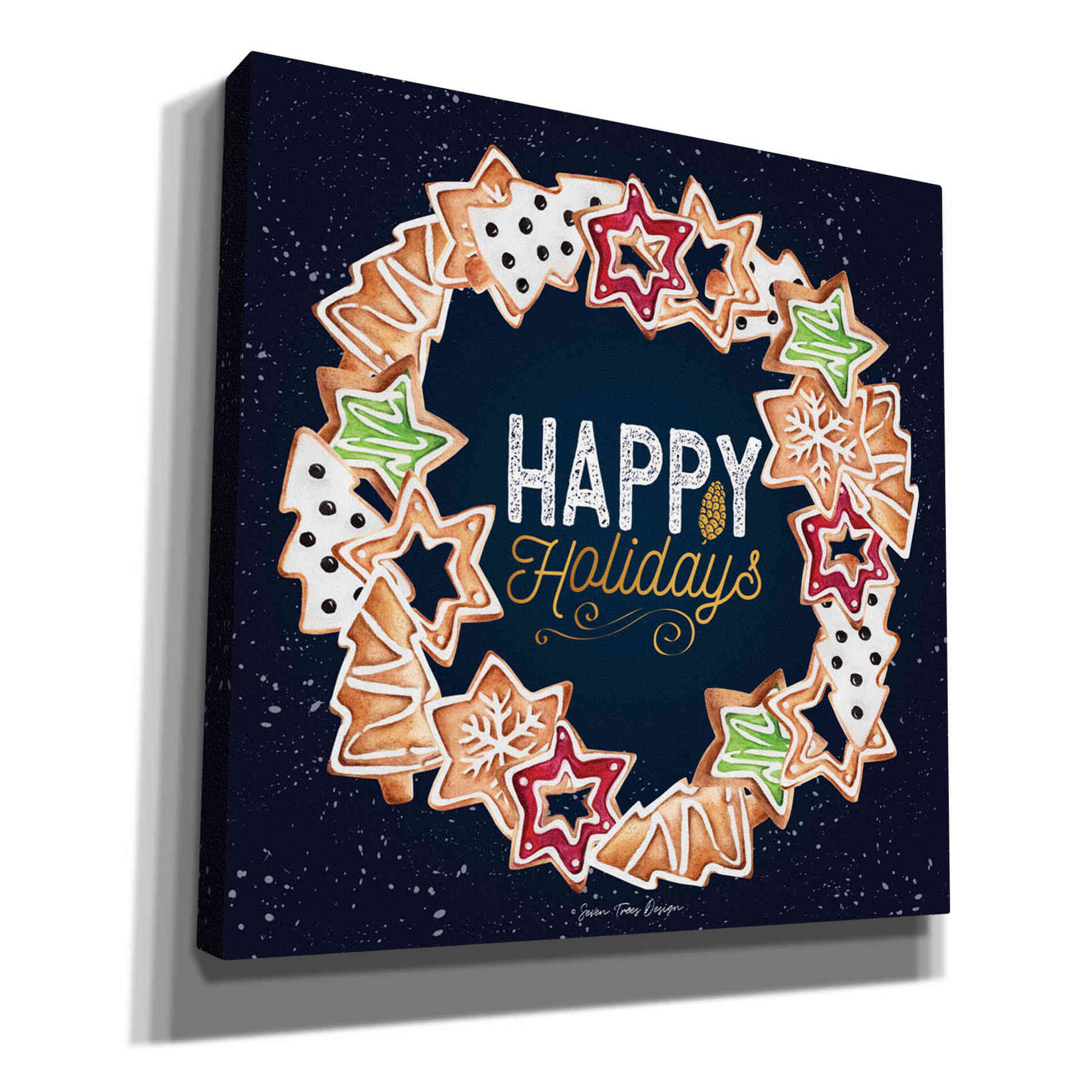 'Gingerbread Happy Holidays Wreath' by Seven Trees Design, Canvas Wall Art