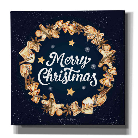Image of 'Gingerbread Merry Christmas Wreath' by Seven Trees Design, Canvas Wall Art