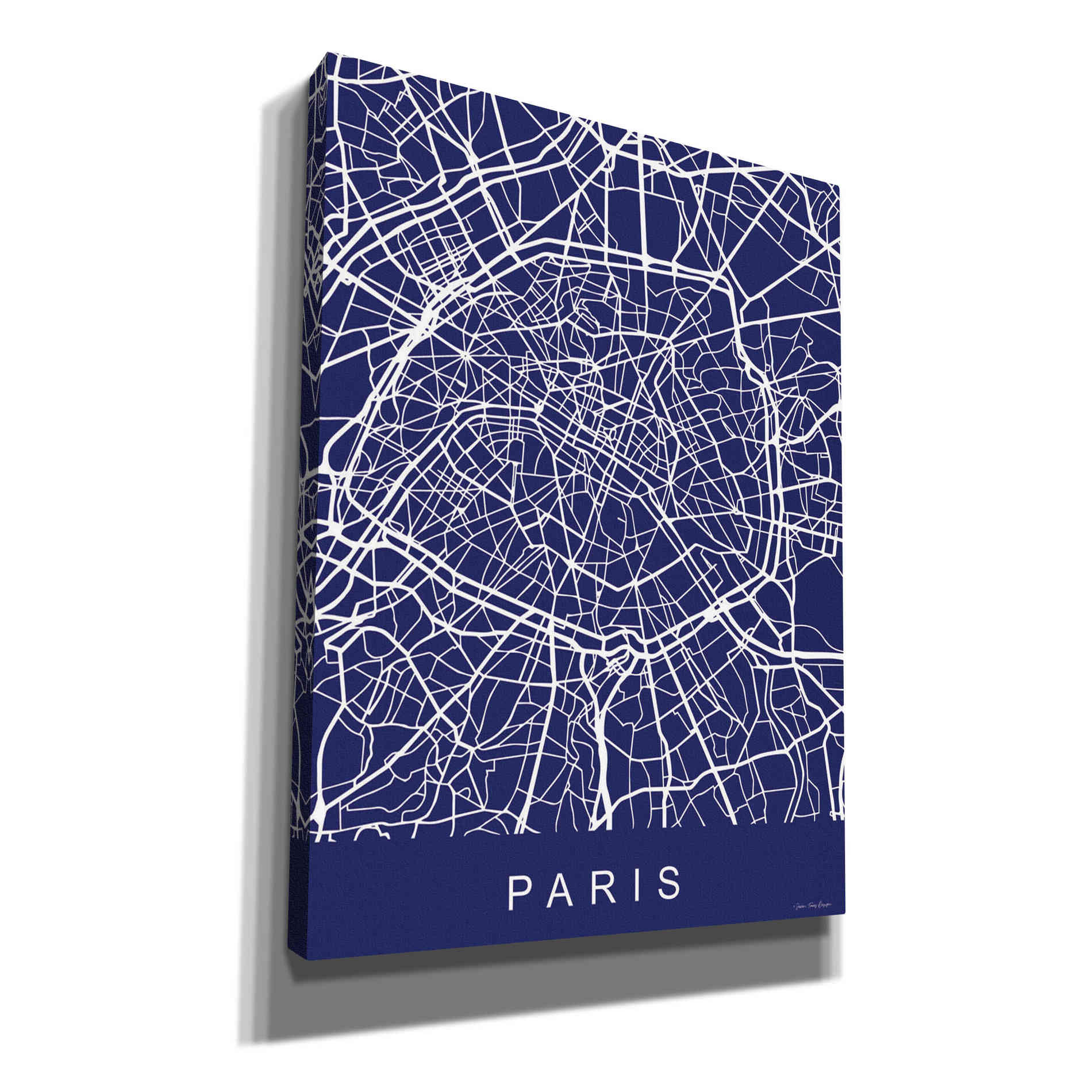 'Paris Street Blue Map' by Seven Trees Design, Canvas Wall Art