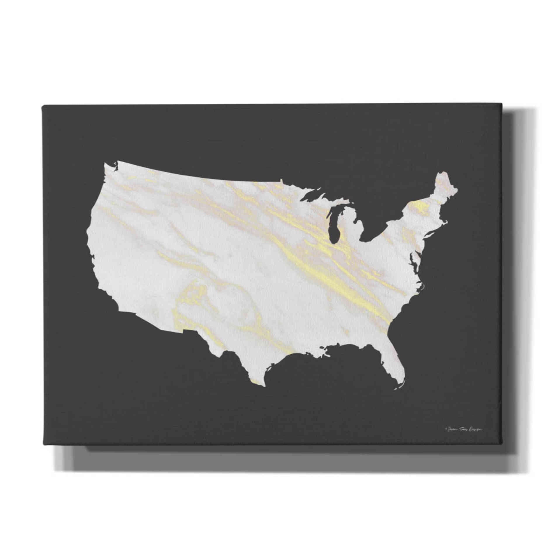'Marble Gold USA Map' by Seven Trees Design, Canvas Wall Art