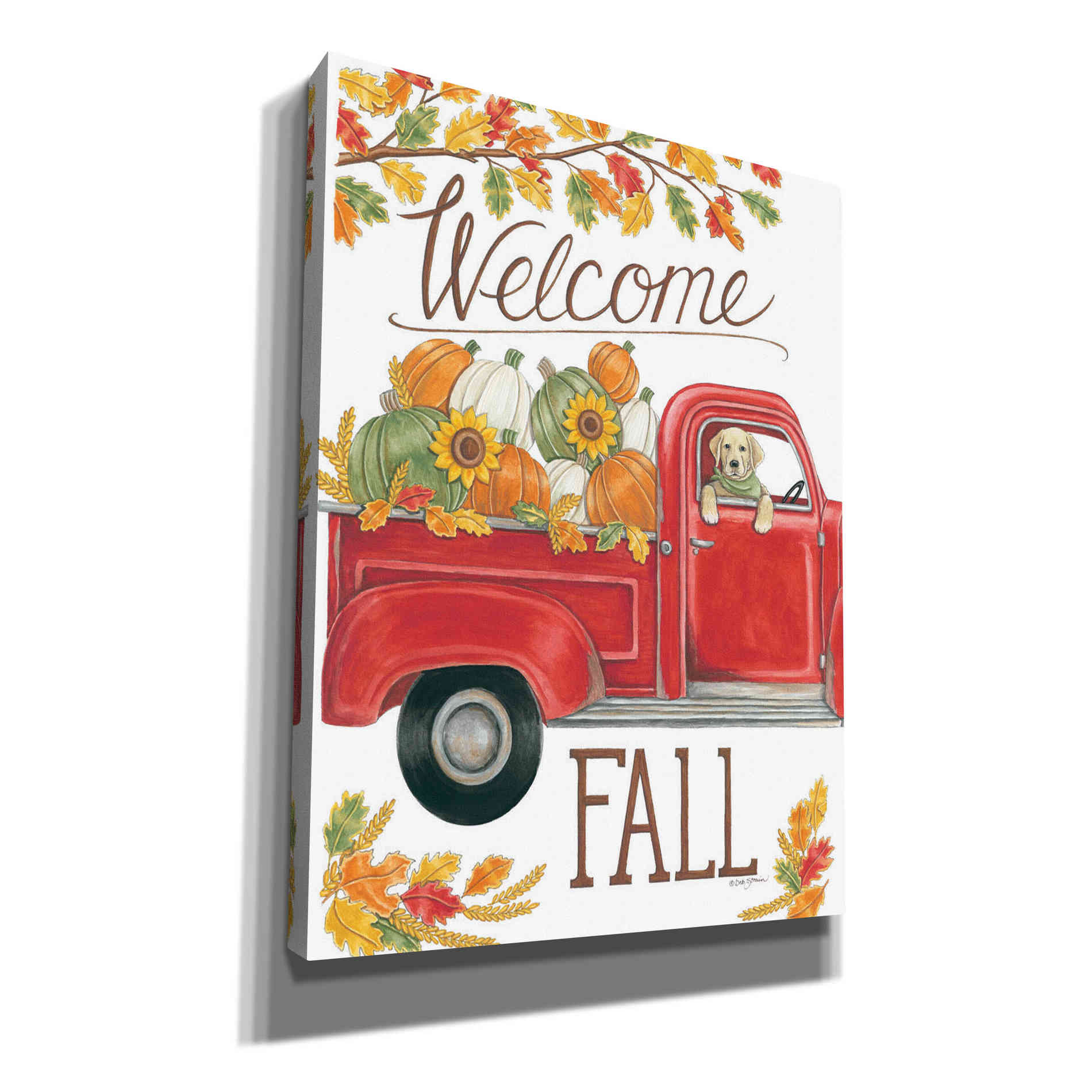 'Fall Truck & Lab' by Deb Strain, Canvas Wall Art