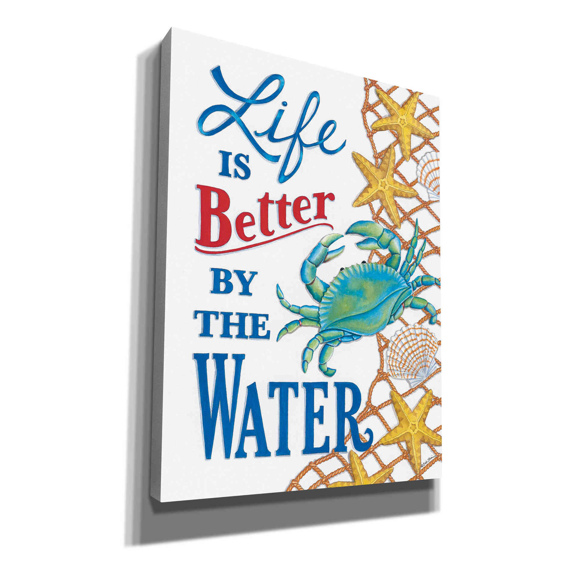 'Better By the Water Crab' by Deb Strain, Canvas Wall Art