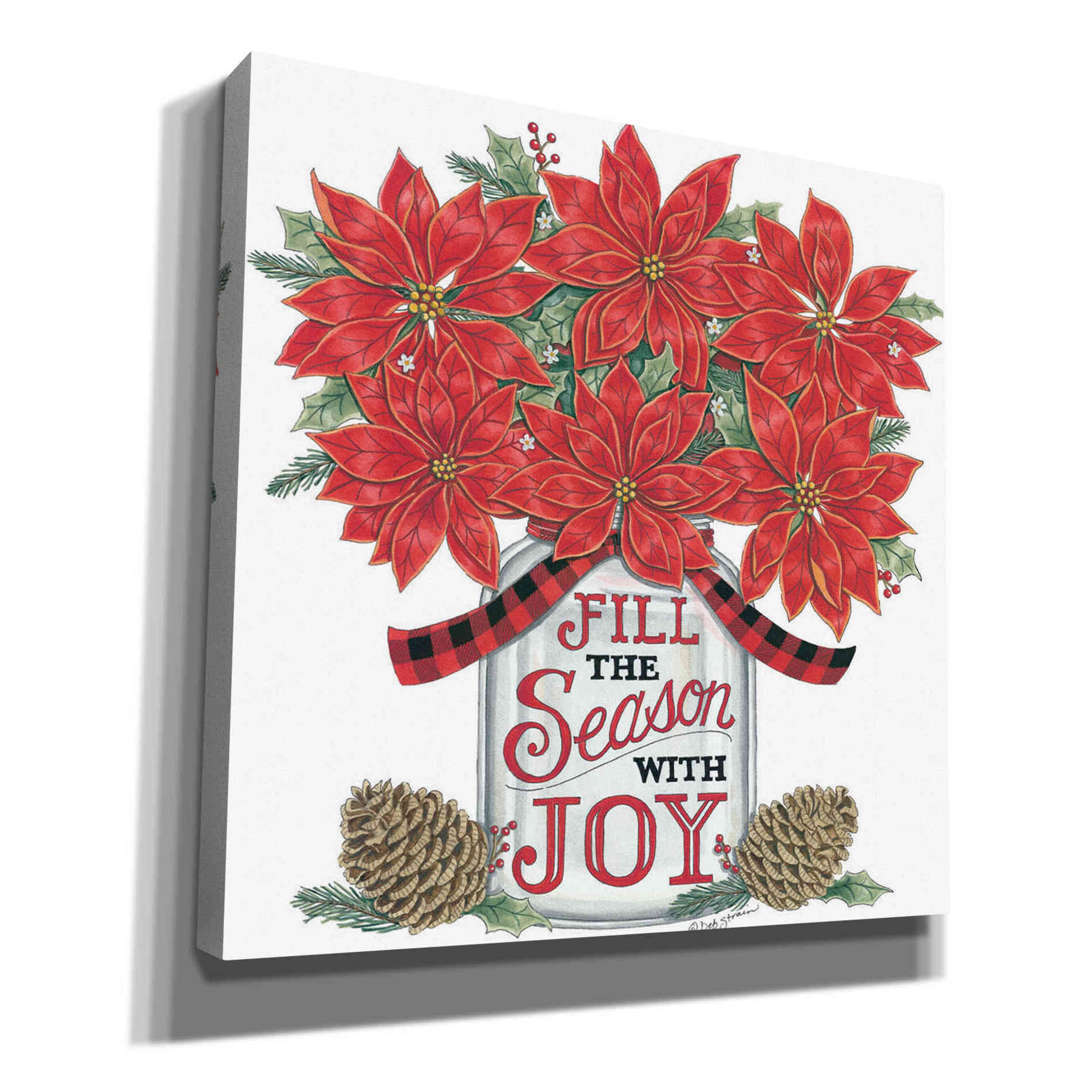 'Fill the Season Poinsettia Jar' by Deb Strain, Canvas Wall Art